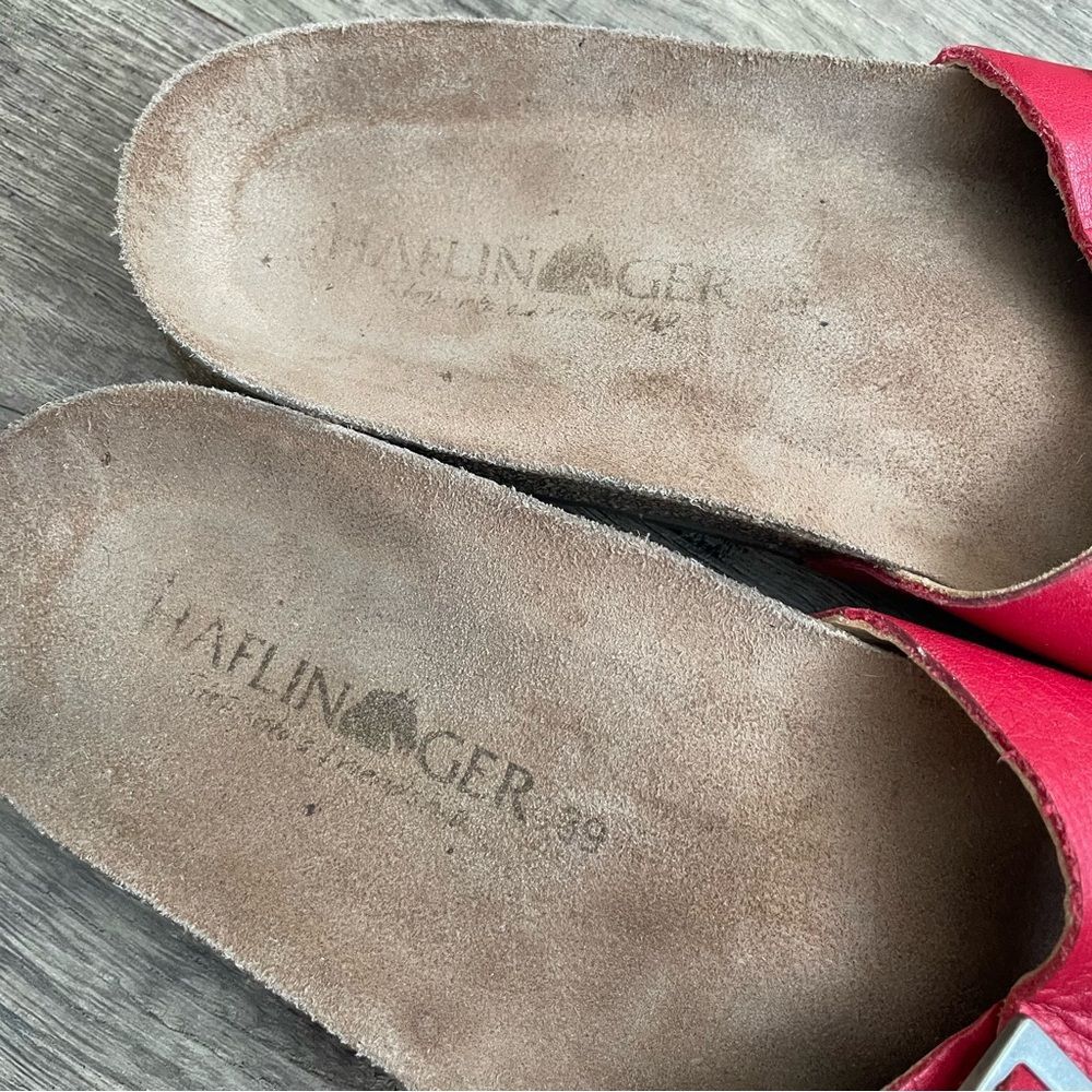 HAFLINGER Gina Red Leather Buckle Slide Slip On Sandals - Picture 3 of 11